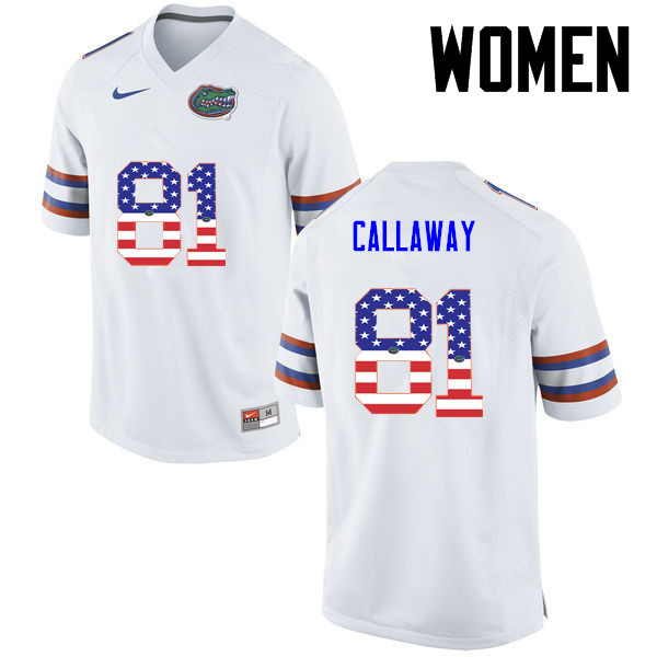 Women Florida Gators #81 Antonio Callaway College Football USA Flag Fashion Jerseys-White